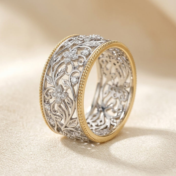 Bague décorative en argent et or