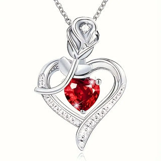 Collier pendentif cœur en argent et rubis