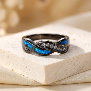 Bague incrustée torsadée en argent