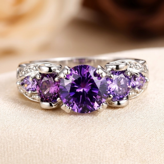 Bague vintage en argent et améthyste