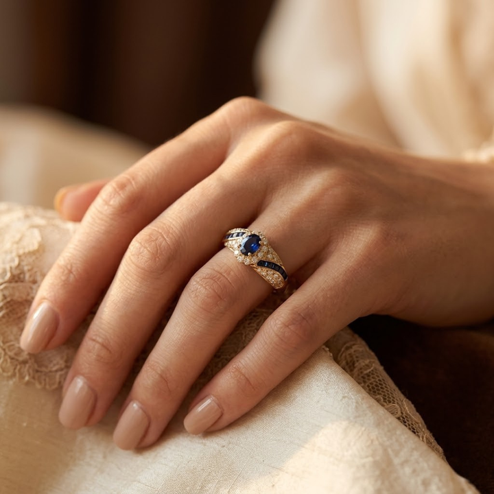Bague en or et saphir