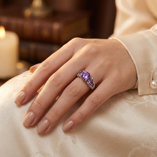 Bague vintage en argent et améthyste