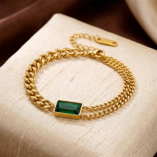 Bracelet à maillons en or et émeraude