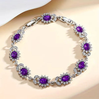 Bracelet floral en argent et améthyste