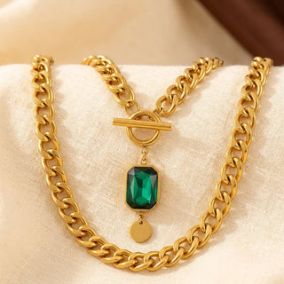 Collier en or et émeraude